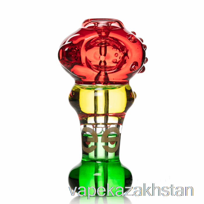 Vape Disposable Cheech Glass Triple Freezable Spoon Hand Pipe Red / Yellow / Green